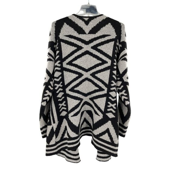 Nic+Zoe Black & White Geometric Open-Front Cardigan XL Cotton/Acrylic Blend - Picture 3 of 6